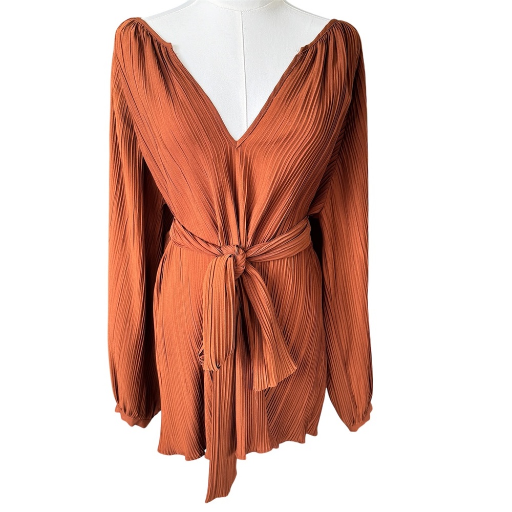 ❤️‍🔥 H&M Pleated Tunic Top Burnt Orange sz M